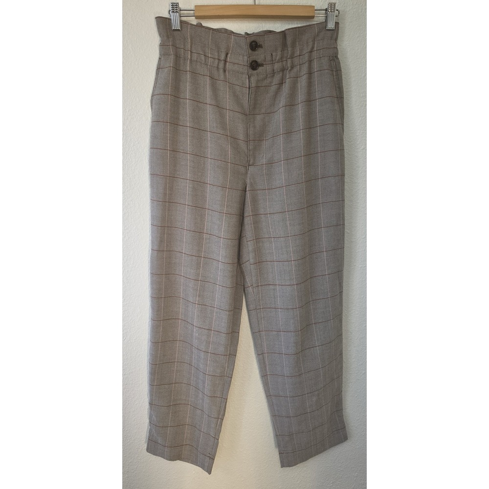 Madewell Plaid Pants Size 4 Brown Casual Straight Trousers Slacks Women